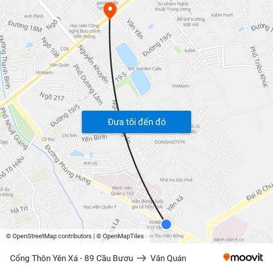 Cổng Thôn Yên Xá - 89 Cầu Bươu to Văn Quán map