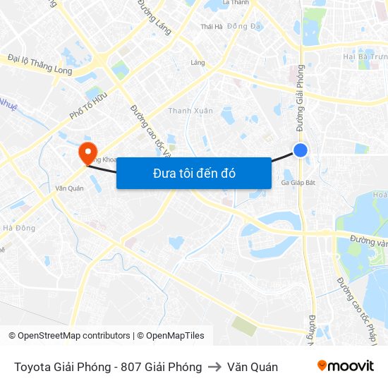 Toyota Giải Phóng - 807 Giải Phóng to Văn Quán map