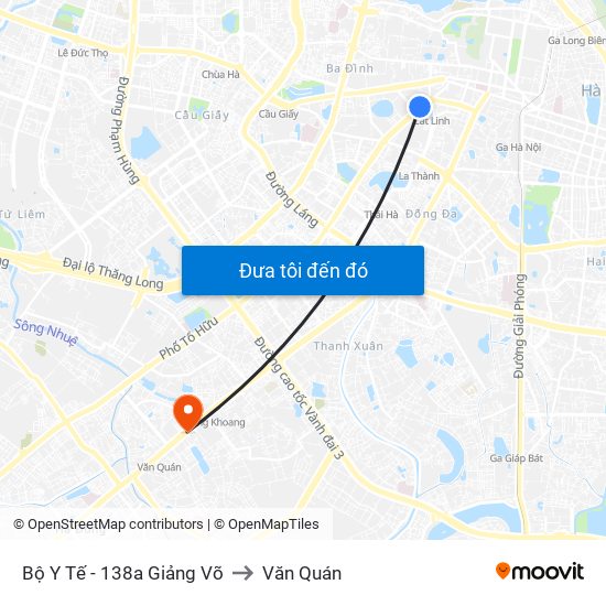 Bộ Y Tế - 138a Giảng Võ to Văn Quán map