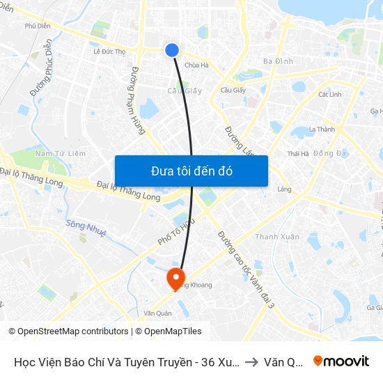 Học Viện Báo Chí Và Tuyên Truyền - 36 Xuân Thủy to Văn Quán map