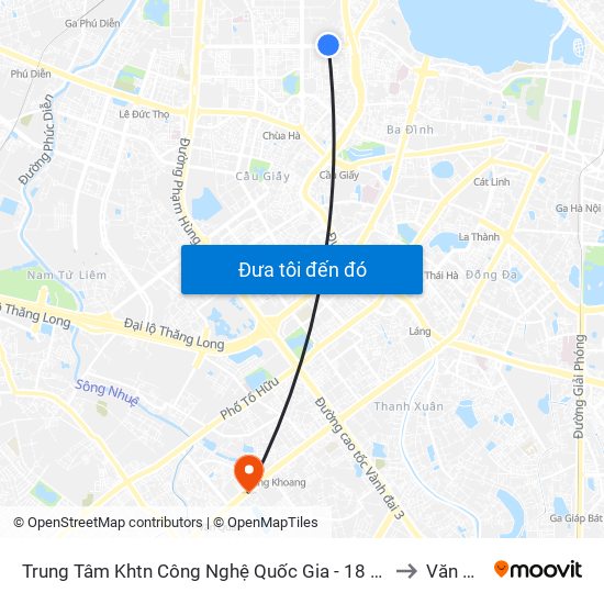 Trung Tâm Khtn Công Nghệ Quốc Gia - 18 Hoàng Quốc Việt to Văn Quán map
