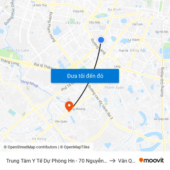 Trung Tâm Y Tế Dự Phòng Hn - 70 Nguyễn Chí Thanh to Văn Quán map