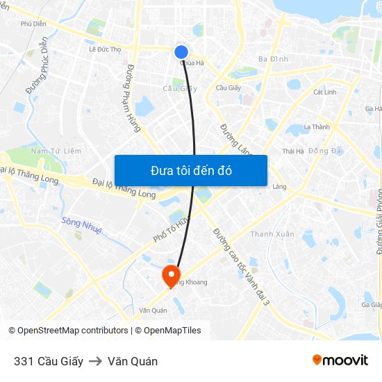 331 Cầu Giấy to Văn Quán map