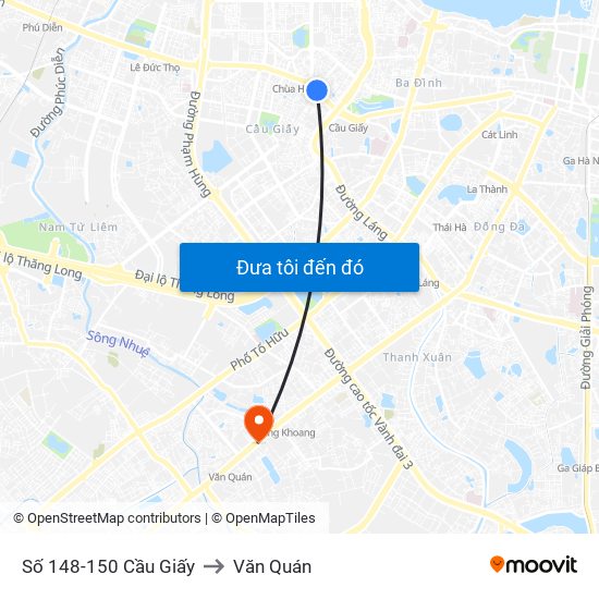 Số 148-150 Cầu Giấy to Văn Quán map