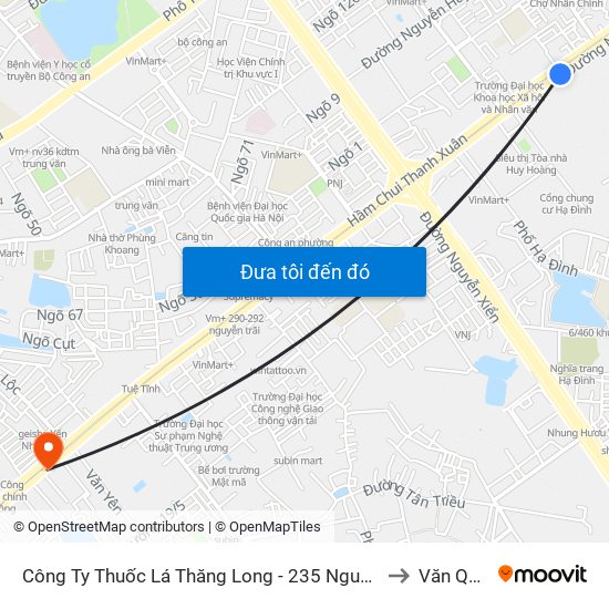 Công Ty Thuốc Lá Thăng Long - 235 Nguyễn Trãi to Văn Quán map