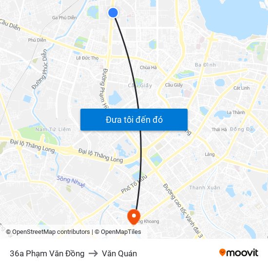 36a Phạm Văn Đồng to Văn Quán map
