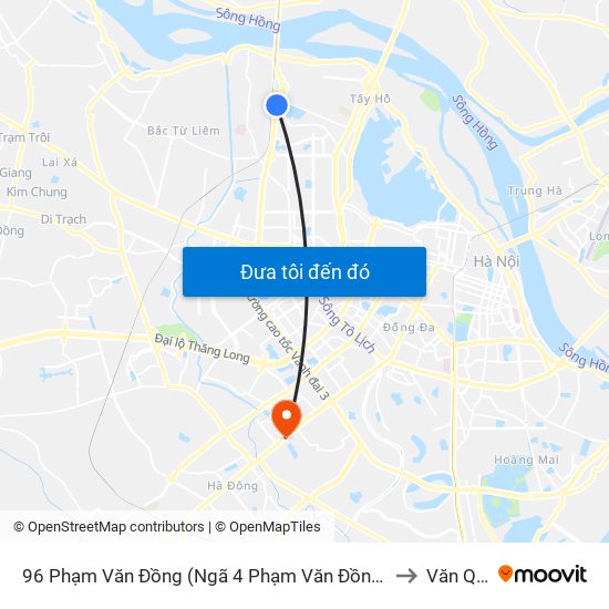 96 Phạm Văn Đồng (Ngã 4 Phạm Văn Đồng - Xuân Đỉnh) to Văn Quán map