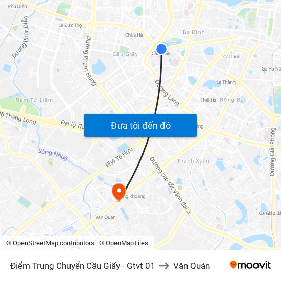 Điểm Trung Chuyển Cầu Giấy - Gtvt 01 to Văn Quán map