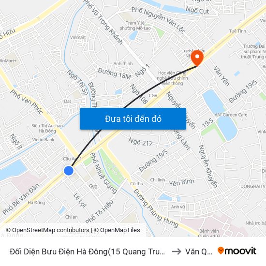 Đối Diện Bưu Điện Hà Đông(15 Quang Trung Hà Đông) to Văn Quán map