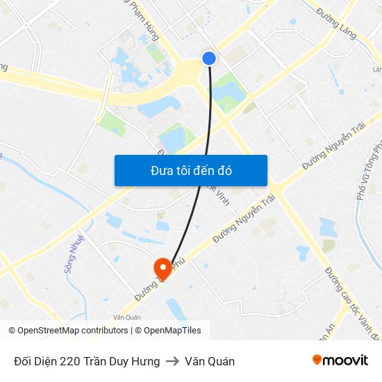 Đối Diện 220 Trần Duy Hưng to Văn Quán map