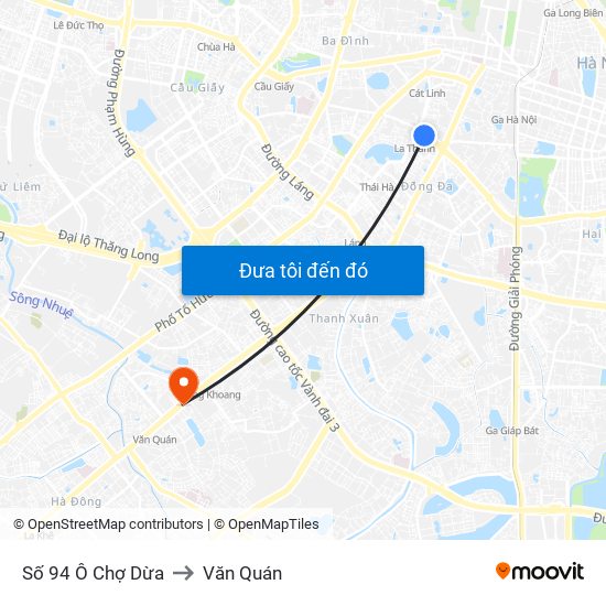 Số 94 Ô Chợ Dừa to Văn Quán map