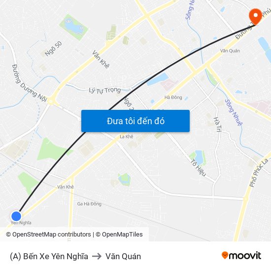 (A) Bến Xe Yên Nghĩa to Văn Quán map