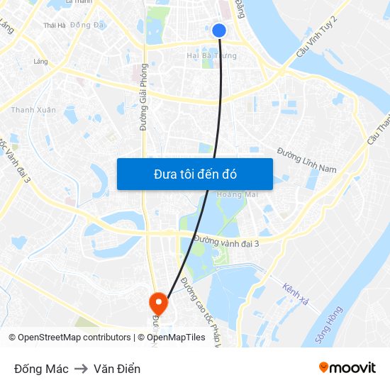 Đống Mác to Văn Điển map