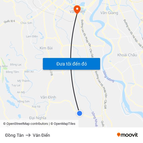 Đồng Tân to Văn Điển map