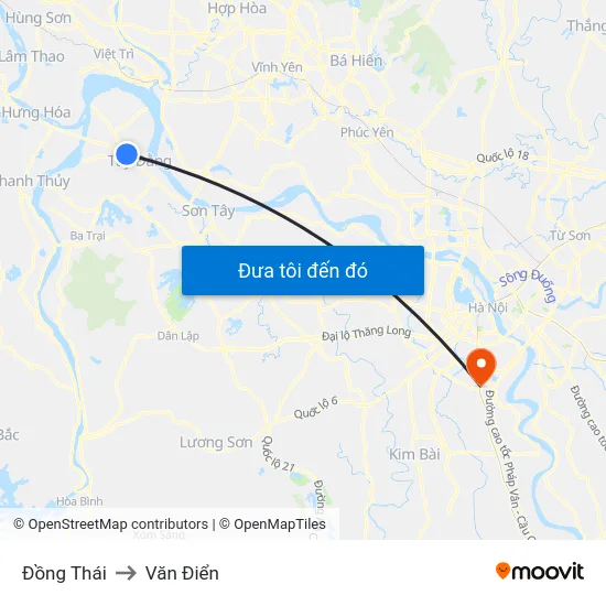 Đồng Thái to Văn Điển map