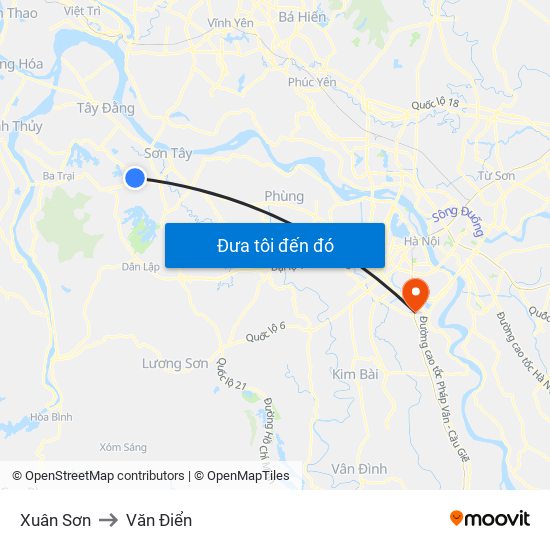 Xuân Sơn to Văn Điển map