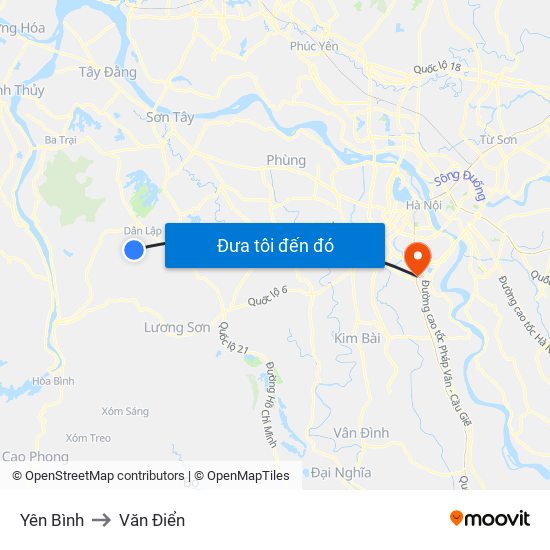 Yên Bình to Văn Điển map