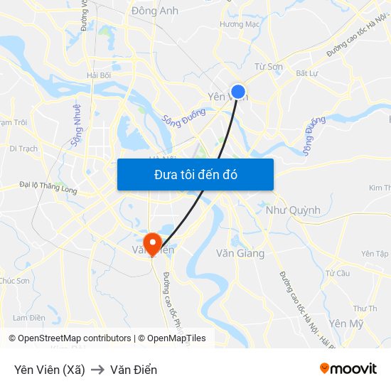 Yên Viên (Xã) to Văn Điển map