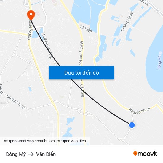Đông Mỹ to Văn Điển map