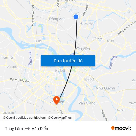 Thuỵ Lâm to Văn Điển map