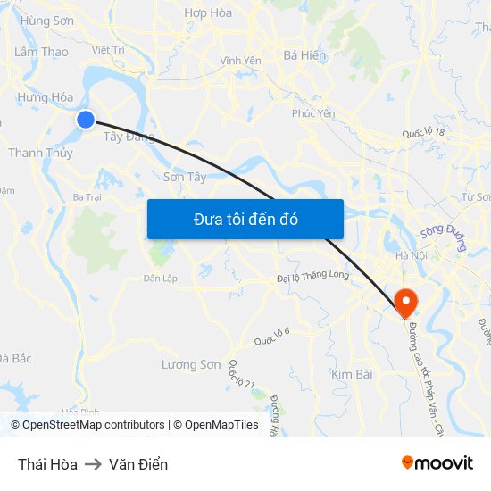 Thái Hòa to Văn Điển map