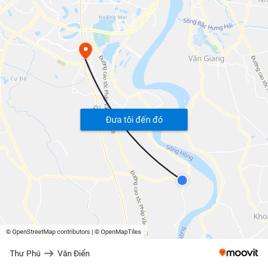 Thư Phú to Văn Điển map