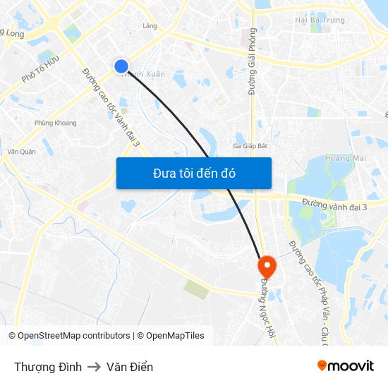 Thượng Đình to Văn Điển map