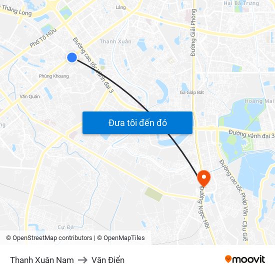 Thanh Xuân Nam to Văn Điển map