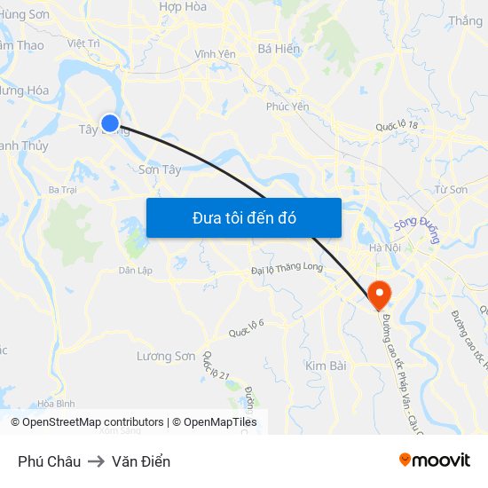 Phú Châu to Văn Điển map