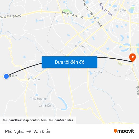 Phú Nghĩa to Văn Điển map