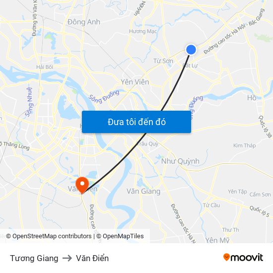 Tương Giang to Văn Điển map