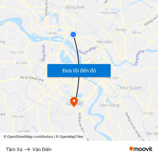 Tầm Xá to Văn Điển map