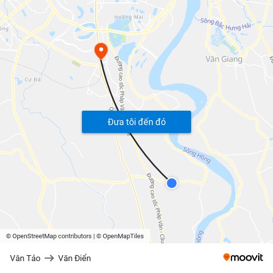 Vân Tảo to Văn Điển map