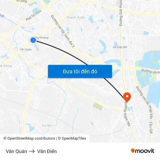 Văn Quán to Văn Điển map