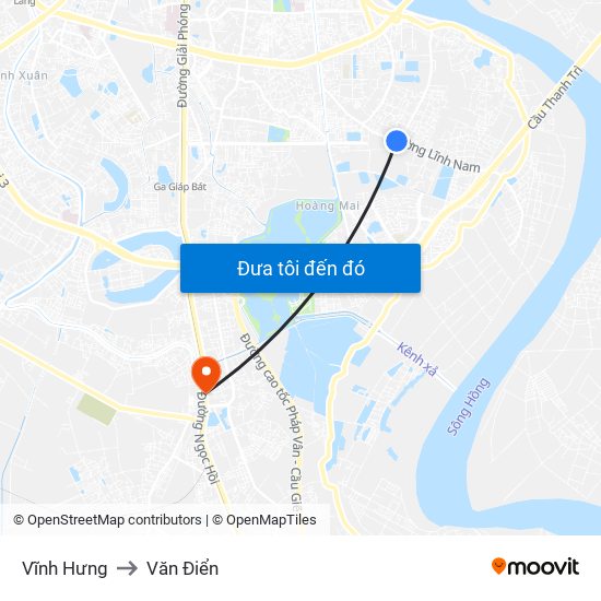 Vĩnh Hưng to Văn Điển map