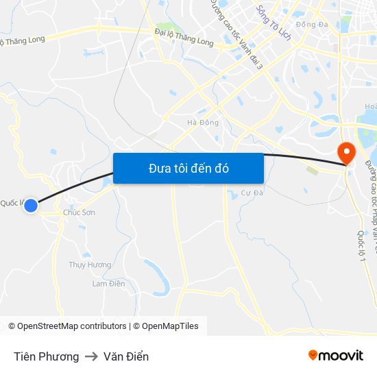 Tiên Phương to Văn Điển map