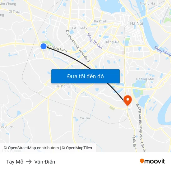 Tây Mỗ to Văn Điển map