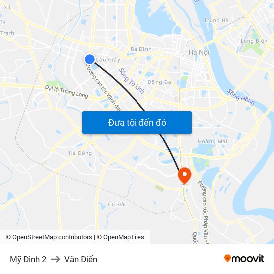 Mỹ Đình 2 to Văn Điển map