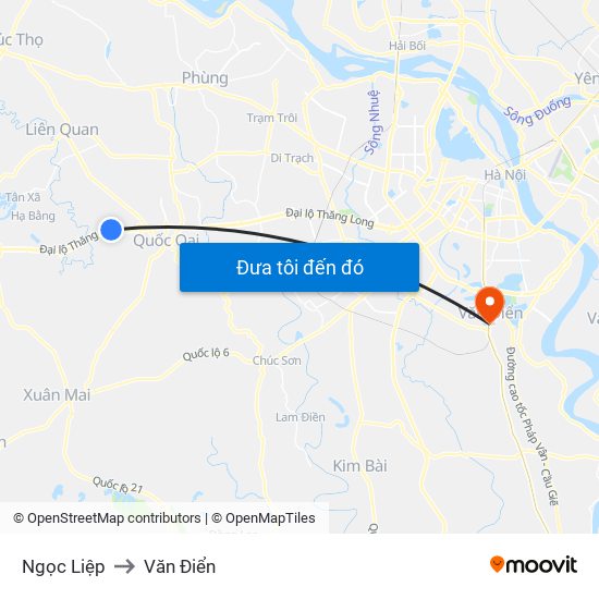 Ngọc Liệp to Văn Điển map