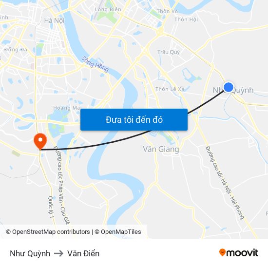 Như Quỳnh to Văn Điển map