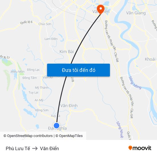 Phù Lưu Tế to Văn Điển map