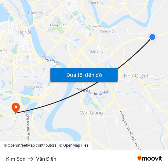 Kim Sơn to Văn Điển map