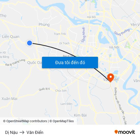 Dị Nậu to Văn Điển map