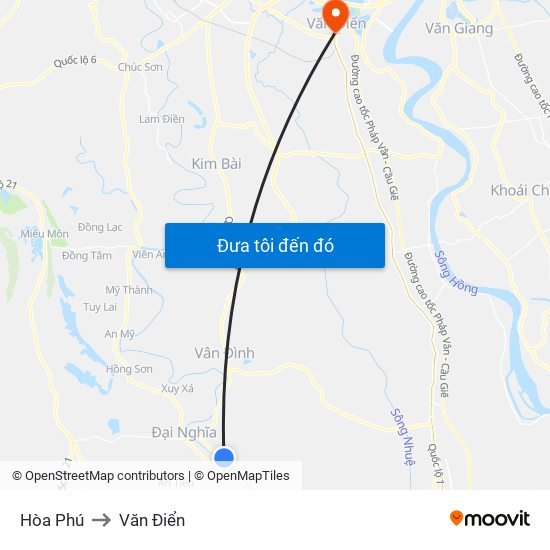 Hòa Phú to Văn Điển map