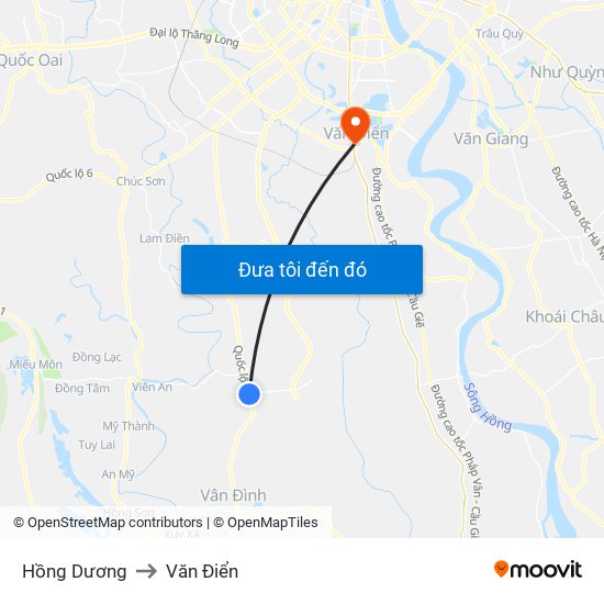 Hồng Dương to Văn Điển map