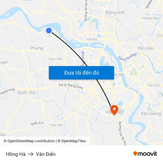 Hồng Hà to Văn Điển map