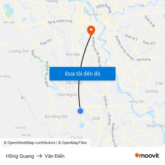 Hồng Quang to Văn Điển map