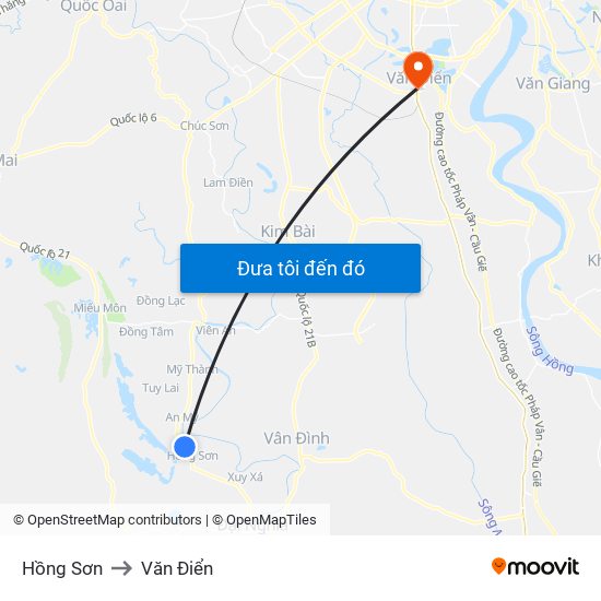 Hồng Sơn to Văn Điển map