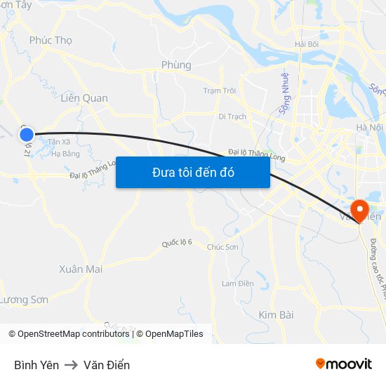 Bình Yên to Văn Điển map