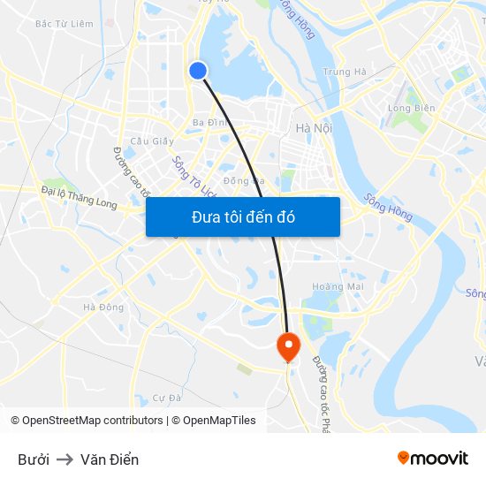 Bưởi to Văn Điển map